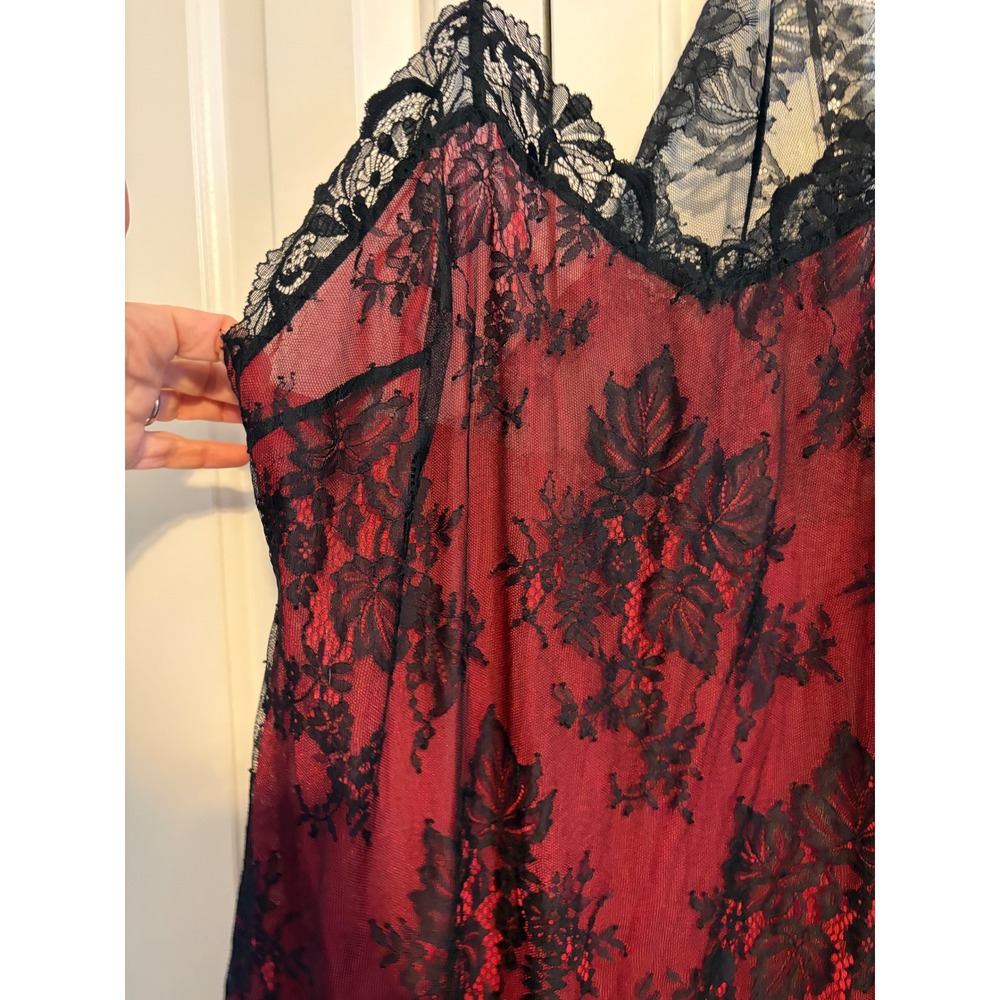 Lise Charmel Ecrin Desir Nightgown Lace Red Black Eyelash Trim Lingerie Chemise - Picture 6 of 11